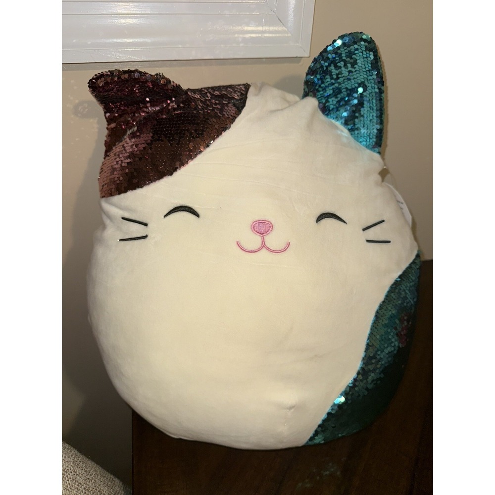 Squishmallows Shany the Cat Flip Sequins Jumbo‎ 16" Glitter NWT
